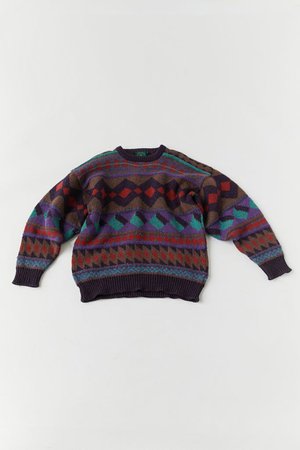 Vintage Purple Geo Print Sweater | Urban Outfitters