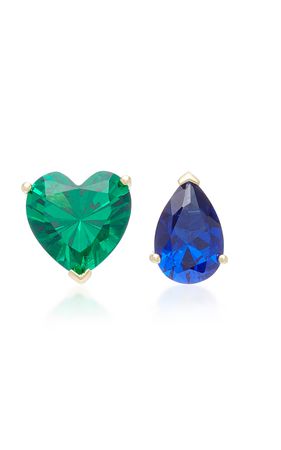 M'o Exclusive Emerald Love & Tears Stud Earrings By Anabela Chan | Moda Operandi