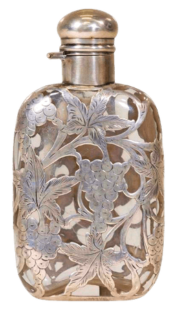 Silver glass flask bottle png