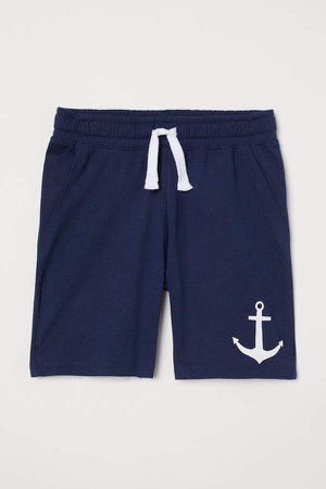 Printed Jersey Shorts - Blue