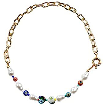 Amazon.com: Smiley Face Beaded Pearl Necklace Y2k Star Beaded Handmade Charm Choker Necklace For Women Colorful Boho Y2k Necklace(smiley face star choker): Clothing, Shoes & Jewelry