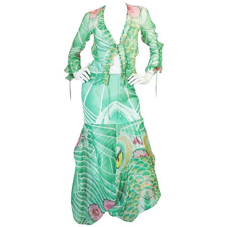 Fall 2003 Runway Galliano for Christian Dior Silk Top and Skirt For Sale at 1stdibs