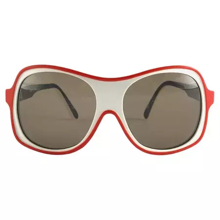 New Vintage Cebe SKI White Red Blue Oversized 1980''s Sunglasses 1980''s For Sale at 1stDibs