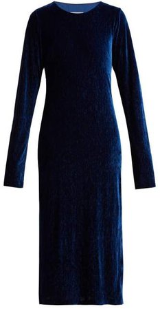 Velvet Dress - Womens - Dark Blue