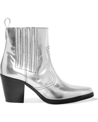 authentic quality 6710d 2074a GANNI - Callie Metallic Leather Ankle Boots - Silver