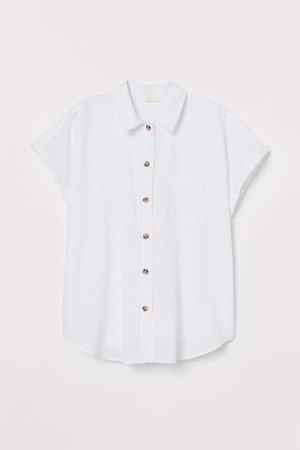 Linen-blend Shirt - White