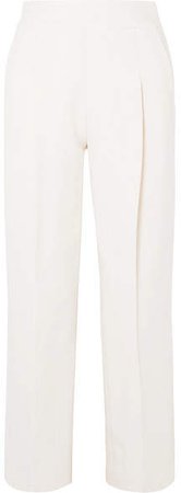 Wool-blend Crepe Straight-leg Pants - Ivory