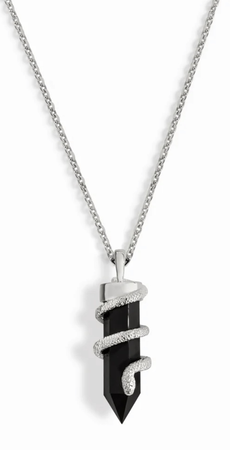 silver and black crystal necklace