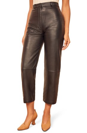 Reformation Veda Leather Crop Pants | Nordstrom