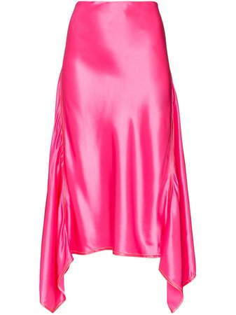 Sies Marjan Draped Satin Midi Skirt 13WV70177570 Pink | Farfetch
