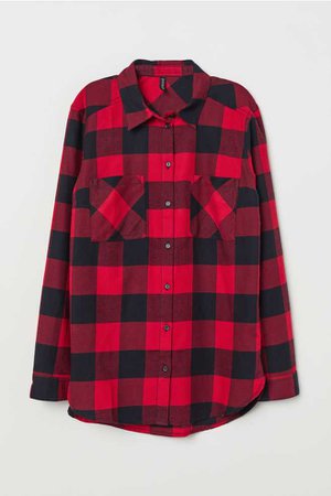 Cotton Shirt - Red/black checked - Ladies | H&M US
