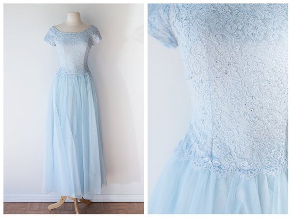 Pastel Lace and Chiffon Vintage Gown Girly Vintage Prom | Etsy