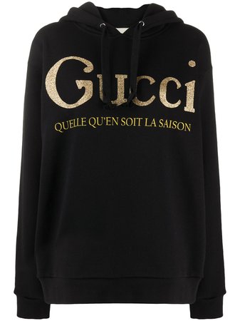 Gucci glitter-logo Hoodie - Farfetch