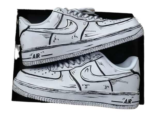 custom Air Force 1 white black shoes sneakers