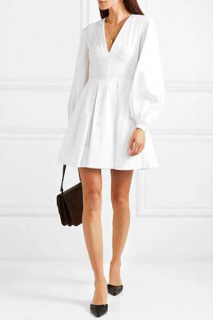 Khaite | Denise pleated cotton-poplin mini dress | NET-A-PORTER.COM