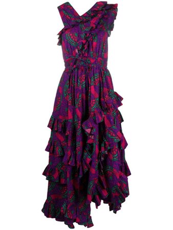 Ulla Johnson Imogen asymmetric ruffled printed cotton-poplin midi dress