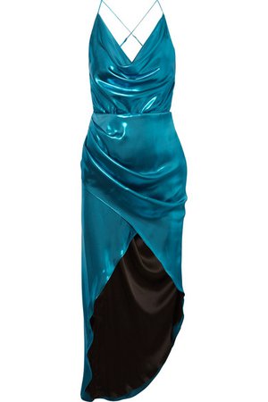 Haney | Holly open-back metallic satin midi dress | NET-A-PORTER.COM