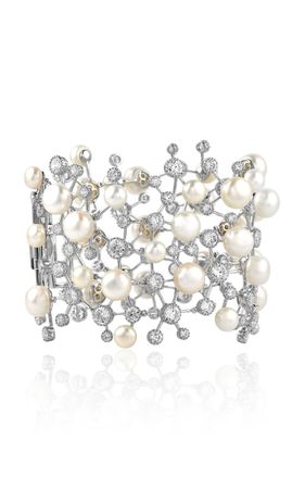 18k White Gold & Rhodium Vermeil Constellation Pearl Bracelet By Anabela Chan | Moda Operandi