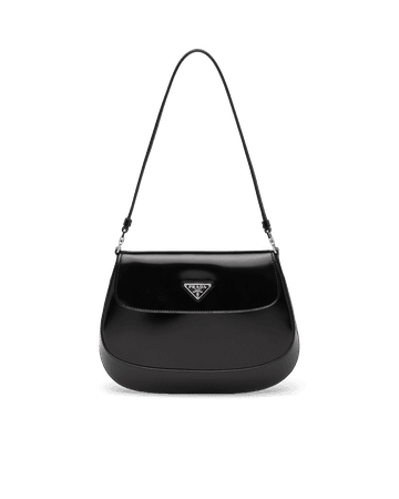 Prada Cleo brushed leather shoulder bag with flap | Prada