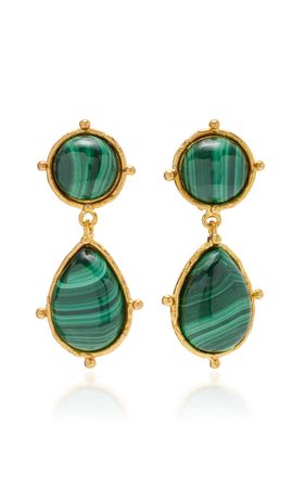 2 Pierres Dots 22k Gold-Plated Malachite Earrings By Sylvia Toledano | Moda Operandi