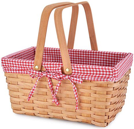 Amazon.com : Picnic Basket Natural Woven Woodchip with Double Folding Handles | Easter Basket | Storage of Plastic Easter Eggs and Easter Candy | Organizer Blanket Storage | Bath Toy and Kids Toy Storage : Garden & Outdoor