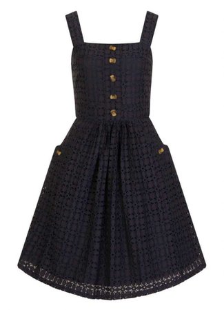 Vida Lace Sun Dress | Navy Vintage-Style Dress With Pockets | Joanie