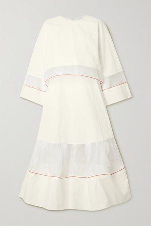 White Convertible layered organza-trimmed cotton-poplin maxi dress | Rosie Assoulin | NET-A-PORTER