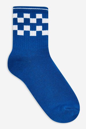 blue checkered socks