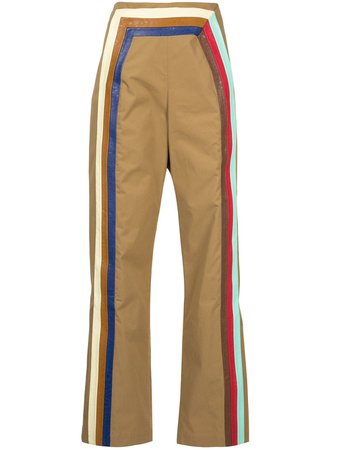 Rosie Assoulin Walk The Plank leather-trimmed Flared Trousers - Farfetch