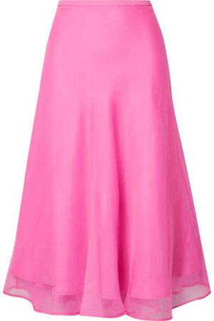 Because We Can Silk-organza Midi Skirt - Pink