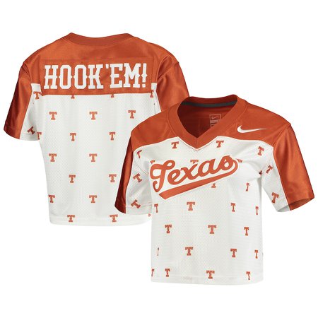 Texas Longhorns Nike Women's Cropped Jersey Top - White/Texas Orange