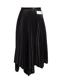 Helmut Lang leather pleated skirt