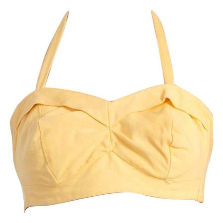 1940S Yellow Cotton Halter Bra Top For Sale at 1stdibs