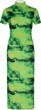 Tie-Dyed Silk Turtleneck Midi Dress Size: 38