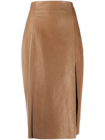 Drome front slit high waist skirt brown DPD1994PD1098P - Farfetch