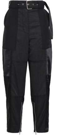 Belted Tencel And Cotton-blend Twill Straight-leg Pants