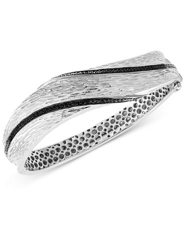 EFFY® Sterling Silver Diamond Textured Bangle Bracelet