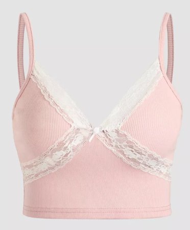 Pink Lace Trimmed Cami Top