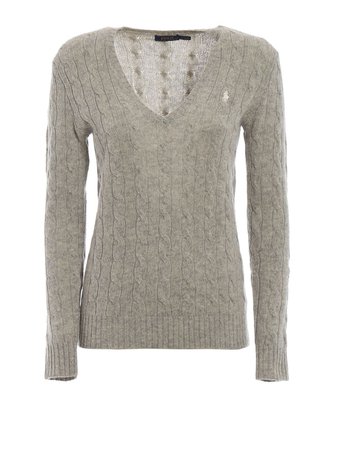 Polo Ralph Lauren Cable Knit Merino And Cashmere V-neck Sweater