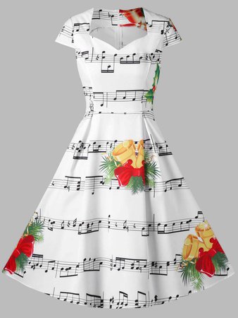 DressLily.com: Photo Gallery - Christmas Bell and Music Note Print Dress