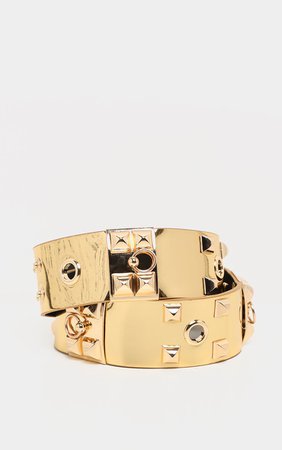 Gold Pu Stud Waist Belt | Accessories | PrettyLittleThing USA