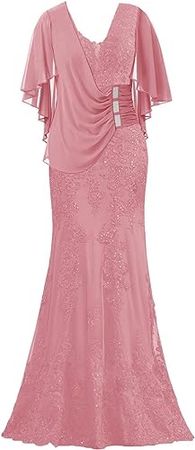 Amazon.com: Mother of The Bride Dresses with Sleeves Long Evening Formal Party Dresses Lace Appliques Prom Dress: Clothing, Shoes & Jewelry