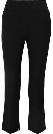 Goswell Cropped Crepe Flared Pants - Black