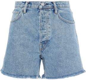 Frayed Faded Denim Shorts