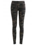 Camouflage High-Rise Fitted Ankle-Length Leggings in Smoke - Retro, Indie and Unique Fashion