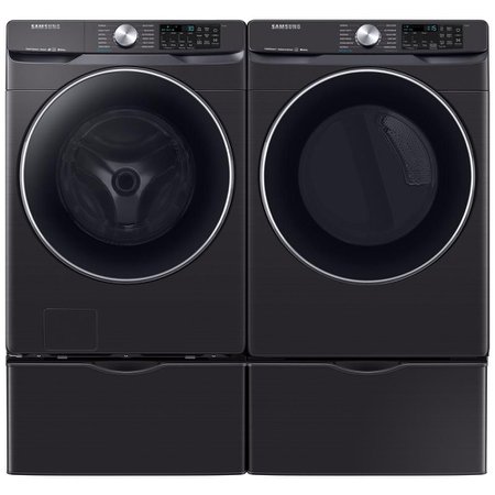 Samsung 4.5 cu. ft. High-Efficiency Fingerprint Resistant Black Stainless Front Load Washing Machine with Steam and Super Speed dryer