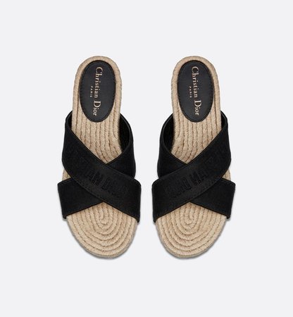 Dior Granville Slide Black Embroidered Cotton - Shoes - Women's Fashion | DIOR