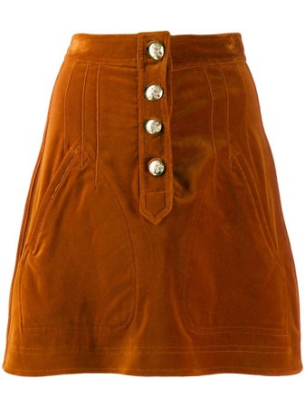 Derek Lam 10 Crosby Stretch Velveteen A-Line Mini Skirt With Snaps