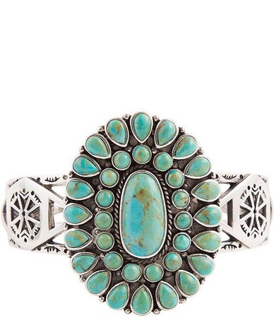 Barse Sterling Silver and Genuine Turquoise Large Cuff Bracelet