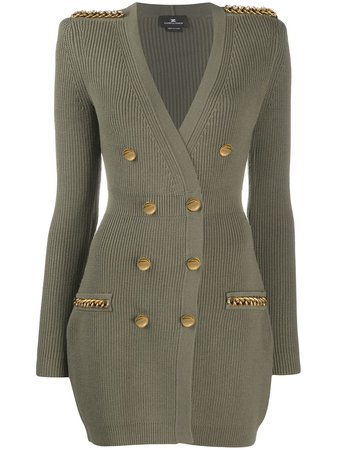 Elisabetta Franchi button-embellished Sweater Dress - Farfetch